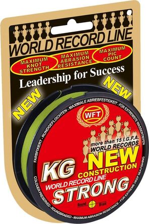 WFT 0.22mm 32kg Strong Chartreuse - 300m Braided Fishing Line, Braid Line, Predator Fishing Line