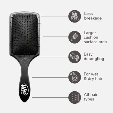 WET BRUSH Paddle Detangler Brush чорного кольору - щітка для розчісування мокрого волосся, 1 шт.