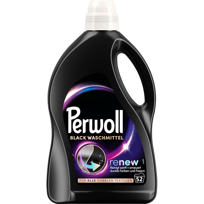 Рідкий засіб для прання Perwoll Renew Schwarz для темних кольорів, 2x52 прання, відновлення кольору та захист волокон тканини