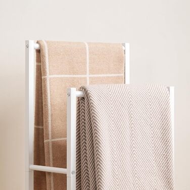 HOOBRO Тримач для рушників, стійка для рушників, мотузка для сушіння, 2 перекладини, для рушників, одягу, ковдр, газет, економія місця, стабільна, білий та натуральний колір