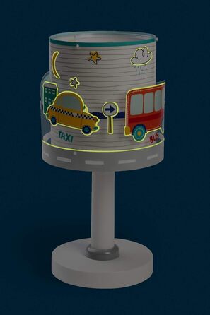 Dalber Children's Table Lamp Bedside Lamp Baby Travel Cars and Airplanes, Colorful