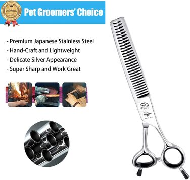 Ножиці для грумінгу собак та котів PURPLEBIRD 7.0 дюймів, вигнуті, з японської сталі 440C, ручна робота