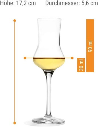 Набір келихів Stölzle Lausitz Grappa 6 шт, 90 мл для бренді, лікеру, граппи. Келихи зі ніжкою, преміум-якість, можна мити в посудомийній машині
