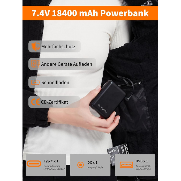 Обогревна куртка для жінок з Powerbank 18400 mAh, 10 зон обігріву, флісова куртка Feece, тепла куртка з акумулятором, зимовий одяг з обігрівом (L)
