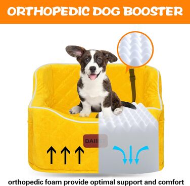 Автокрісло для собак, підходить для маленьких та середніх порід, знімний, миючий, до 15,9 кг, з підняттям, з кишенями для зберігання, помаранчеве, універсальний розмір