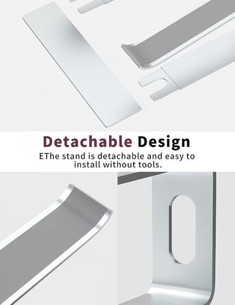 Підставка для ноутбука Alashi, алюмінієва, ергономічна, 10-15.6 дюймів (срібна)