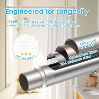 Штанга для штор без свердління AIZESI, 70-120 см, телескопічна, діаметр 22 мм, нікель