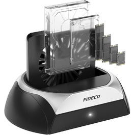 Док-станція для жорстких дисків FIDECO: M.2 SSD, SATA HDD/SSD (2.5/3.5