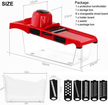 Нарізчик овочів Mandoline: набір з 6 лез з нержавіючої сталі для картоплі, помідорів, цибулі та сиру