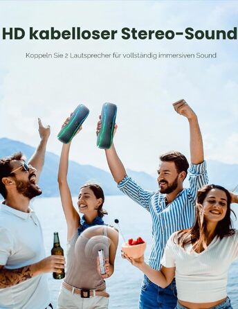 Bluetooth колонка AY з підсвіткою, водонепроникна IPX7, стереозвук, мікрофон, 24 год роботи, чорна