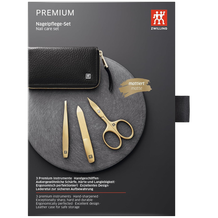 Набір для манікюру ZWILLING Gold Edition (5 предметів, шкіряний етиуль, догляд за руками та ногами), Преміум якість