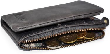Benthill Small Wallet - Genuine Leather - Women's Wallet with RFID Protection - 6 Card Slots - Slim Wallet including Gift Box, Color: Gray