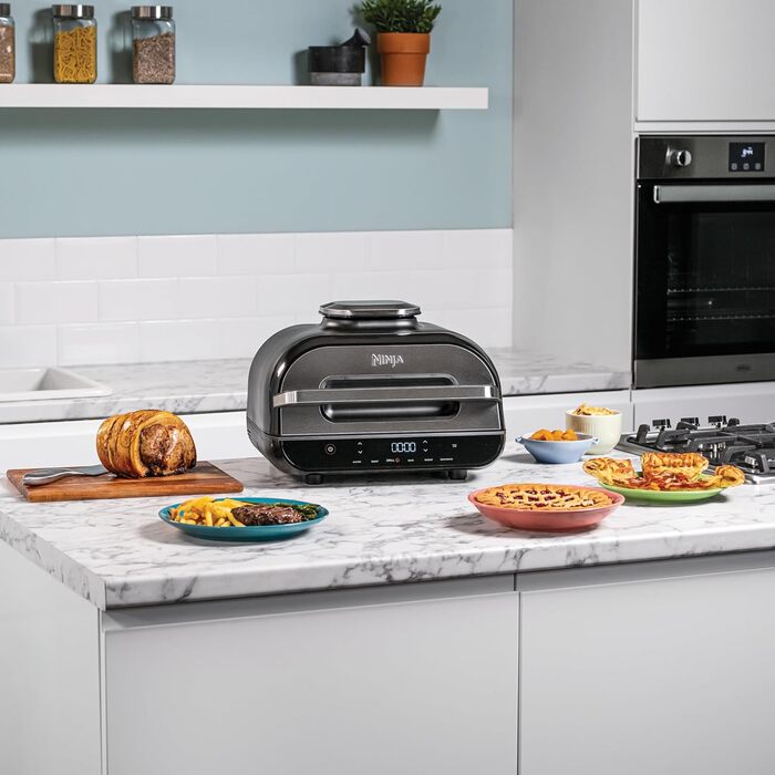 Ninja Foodi MAX Grill & Air Fryer, 5.7L Air Fryer with Digital Temperature Probe, Dishwasher-Safe Parts, 6-in-1, Gray/Silver AG551EU MAX Grill & Air Fryer 5.7L Gray/Silver
