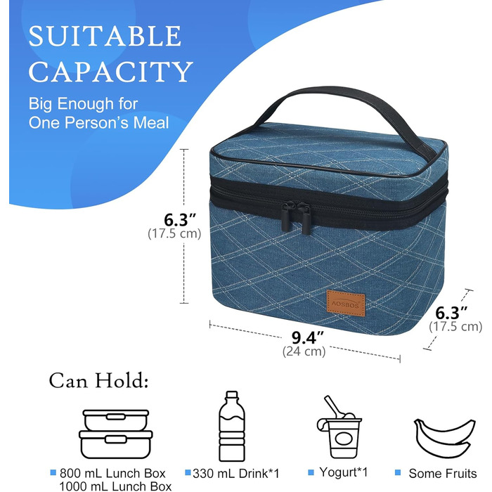 Легка термосумка-ланчбокс для їжі: складана, водонепроникна, у синій клітинку
