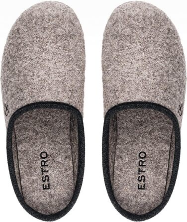 Чоловічі фетрові тапочки ESTRO - теплі зимові халапи для дому, сірий колір, розмір EU 45, широка форма