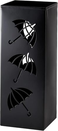 Metal Umbrella Stand - Square Design for Entryway - 16x16x42cm - Black