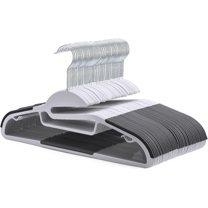 20 шт. Плечі для одягу HOUSE DAY з пластику - протиковзкі, для мокрого та сухого одягу, обертаються на 360°, міцні, сірі (з чорною гумовою смугою)