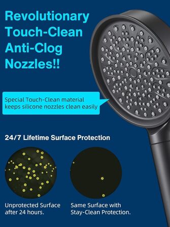 Cobbe Shower Head with Filter, High-Pressure Handheld Shower with Hose, 6 Spray Patterns Water-Saving Shower Head with 20-Layer Filtration, Showerhead for Hard Water, Residual Chlorine, Bacteria, and Heavy Metals (Blackx)