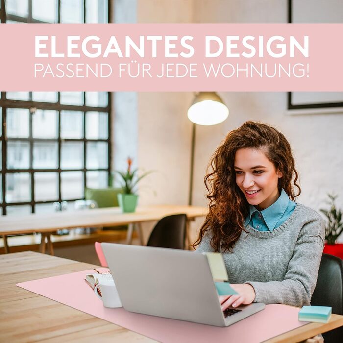 Килимок на стіл HAMZAM з екошкіри 90x40 см - преміум якість, з інтегрованим ковриком для миші (Рожевий)