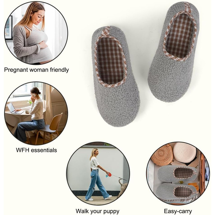 OFFCUP Теплі жіночі халати з меморі-піни: зимові халати, халати з бавовни, халати з плюшу, сірі, 37-38 розмір