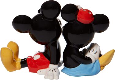 Enesco Disney Ceramics Salt and Pepper Shaker Set, Sitting, Mickey and Minnie Mouse, 8.9 cm, Multicolor