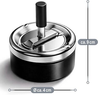 Попільничка металева com-four® 6x з нержавіючої сталі, Windaschenbecher, Ø 11 см (2 шт., чорна)