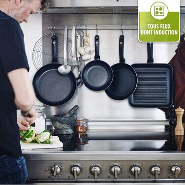 GreenPan Andorra керамічна антипригарна гриль-плита 28 см, PFAS-free, для індукції та духовки, чорна, набір сковорідок 24 см і 28 см