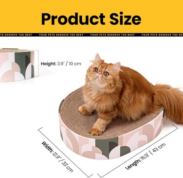 Кігтеточка для котів Conlun 2 в 1: овальна, з мискою та гніздом, з гофрованого картону (43x33x10 см)