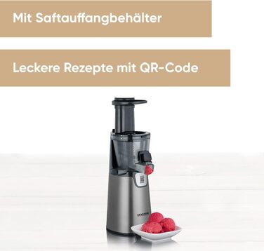 Електрична повільна соковижималка Severin для овочів та фруктів, Slow Juicer, 1.0 л