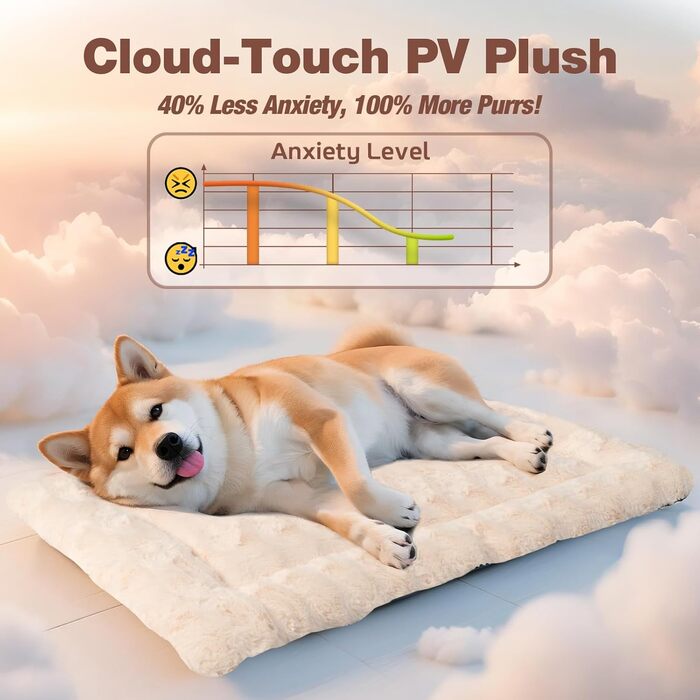 М'яка лежанка для собак Mora Pets: зручна та миюча, 74 x 46 см (XL 89 x 56 см, бежева)