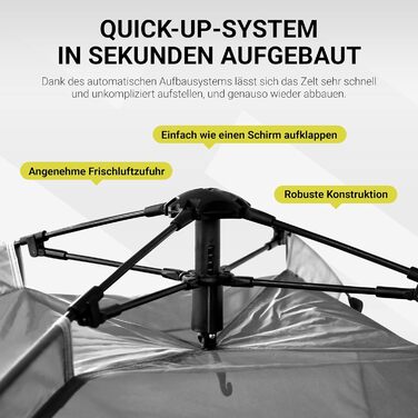 Намет кемпінговий MSPORTS Premium Pop-Up 2-3 особи, сріблястий - водонепроникний, вітрозахисний, купольний