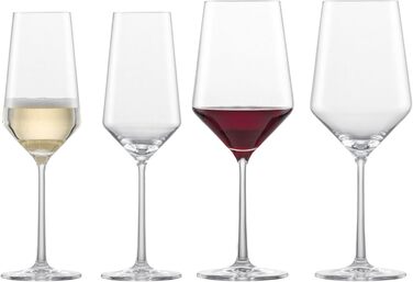 Набір келихів Zwiesel Glas Date Night Pure: 4 шт. (2 шампанських 297 мл, 2 для червоного вина 540 мл), тритан-кристал, для посудомийної машини, вироблено в Німеччині