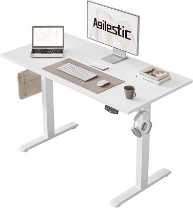 Електричний стіл Agilestic 120x60 см, регульований по висоті, з пам’яттю, білий, ергономічний комп’ютерний стіл для сидіння й стояння