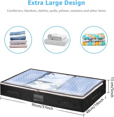 4 шт. Органайзери для зберігання під ліжком з кришкою, тканинні, чорні