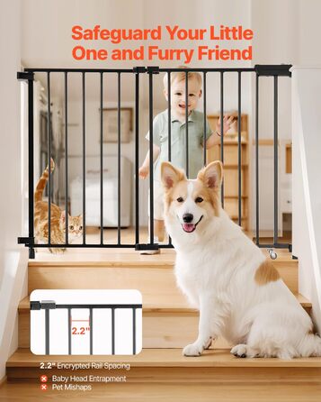 Захист для дітей та тварин VEVOR: регульована ширина 750-1219 мм, чорний, для сходів та дверей