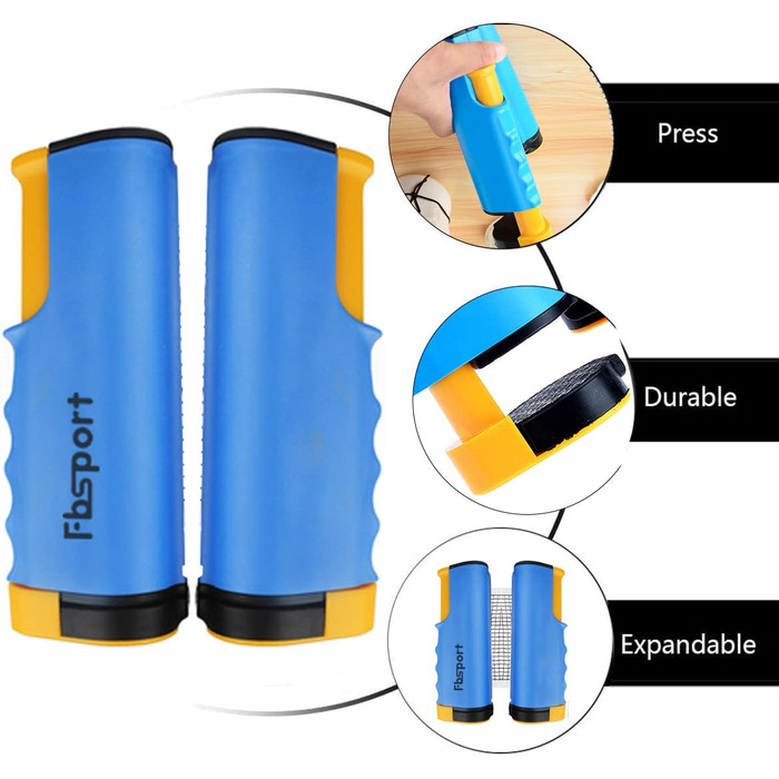 FBSPORT Набір для настільного тенісу Професійний: 2 ракетки, сітка, 6 м'ячів, сумка. Підходить для дорослих та сімей.