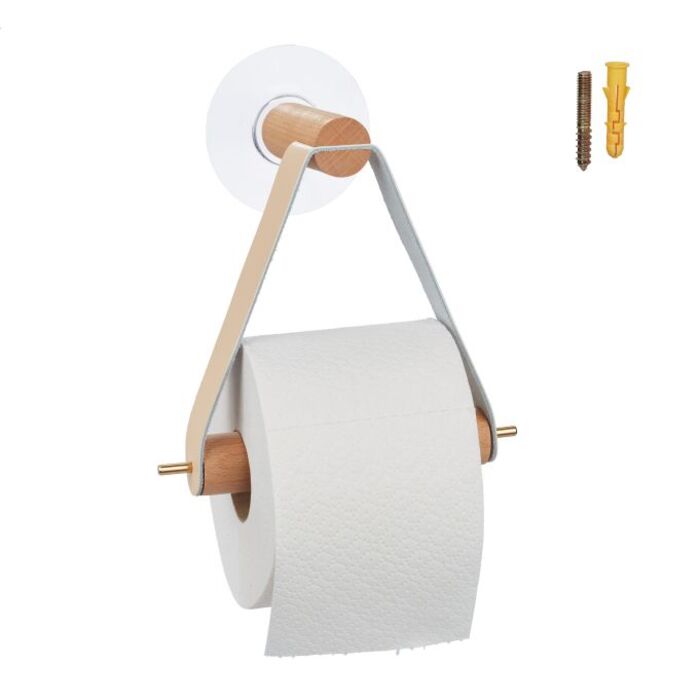 Relaxdays Toilet Paper Holder Wood with Ribbon
