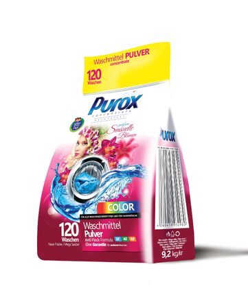 Пральний порошок PUROX Color Sensuelle Blumen для кольорових речей з квітковим ароматом, 9.2 кг, 120 прань
