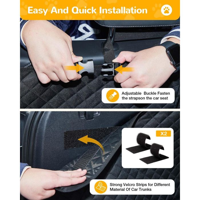 Захист для багажника автомобіля для собак: водонепроникний та стійкий до подряпин килимок з захистом бокових панелей та краю багажника. Легкий у догляді та міцний, чорний.