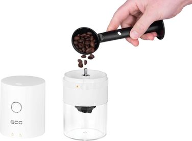 Електрична кавомолка ECG KM 150 Minimo White, USB-C, біла