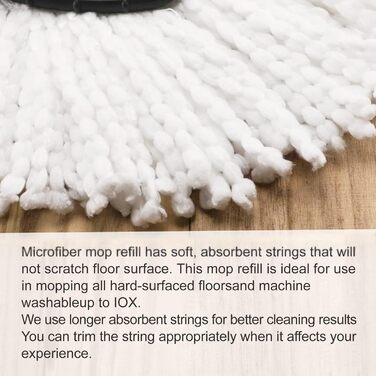 12 EasyWring rotating mop heads, microfiber pop replacement heads, 2 rotating mop covers. Microfiber mop heads can easily remove and absorb stubborn dirt.