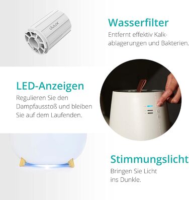 Ультразвуковий зволожувач повітря Duux Tag 2 - 2.5л, до 30м², для спальні (білий)