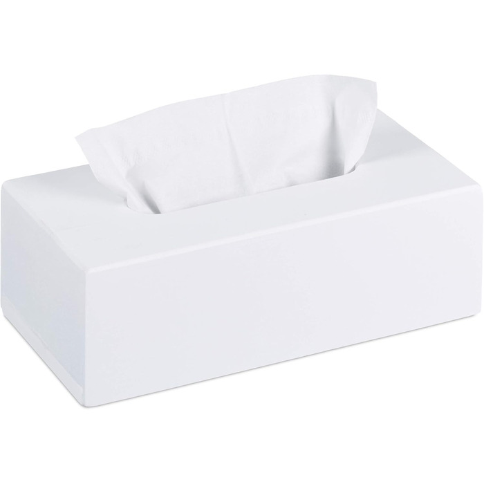 2 x Bamboo Tissue Box, Tissue Box with Sliding Bottom, Tissue Box for Facial Tissues, HxBxT: 7.5 x 24 x 12 cm, white