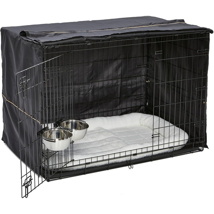 Кія для собак Midwest Homes for Pets iCrate 1522DD-KIT, чорний, 109x72x76 см, комплект з лежаком, мисками та роздільником