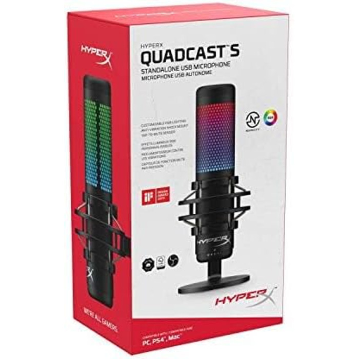 Мікрофон HyperX QuadCast S RGB USB для ПК, PS4, Mac – чорний, для стрімінгу, геймінгу, подкастів