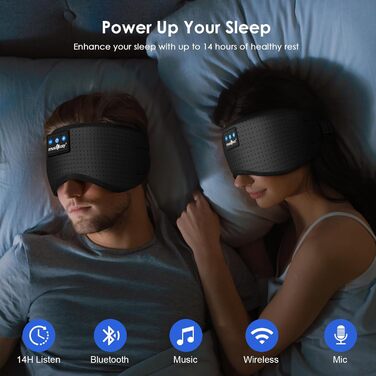 Маска для сну Musicozy з навушниками Bluetooth | 100% затемнення, для подорожей, релаксації | Подарунок для чоловіків та жінок