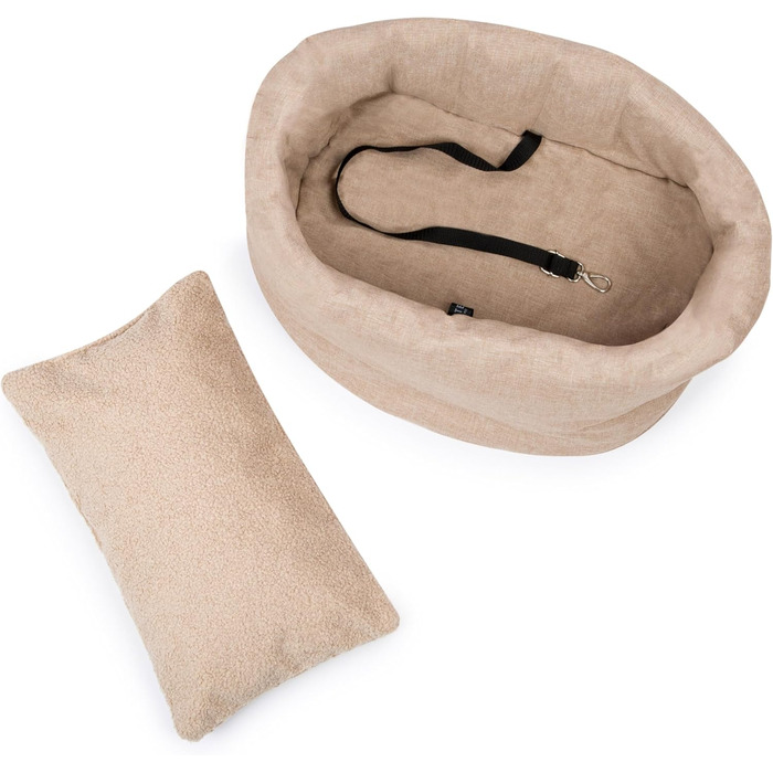 Чохол-переноска для собак та котів Petsen 3в1 – автокрісло, переноска, сумка – ручної роботи в ЄС – миється, з подушкою (Бежевий)