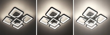 Сучасна стельова LED-люстра LEDLUX, чорна, на 6 точок, з пультом керування, 81 Вт