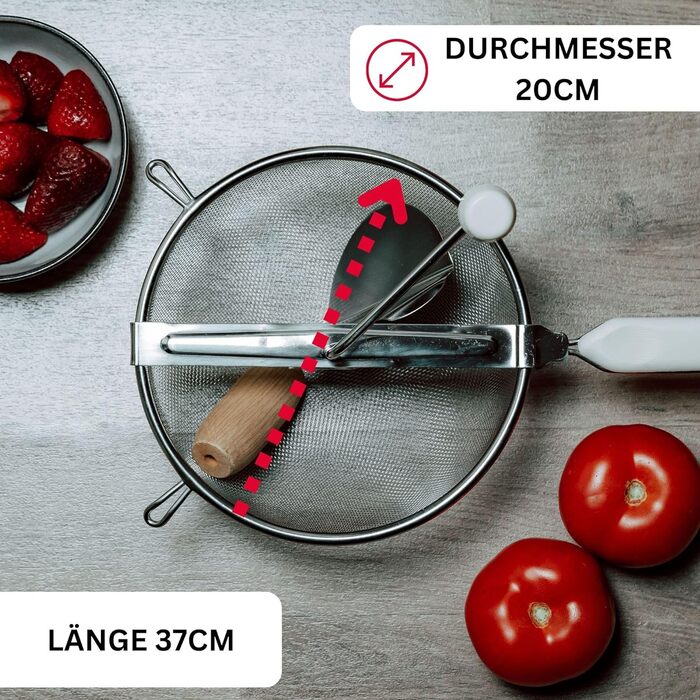 Westmark Canning Set S - Kitchen Strainer & Canning Funnel for Jam, Puree or Mash - 20cm Diameter - Particularly Easy to Clean (2-piece Set) 2-piece Set