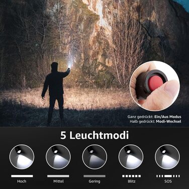 LED ліхтарик Lepro LE050 - екстремально яскравий, з кліпсою, зумується, 5 режимів, водонепроникний, для кемпінгу, відпочинку на природі, риболовлі, подарунок